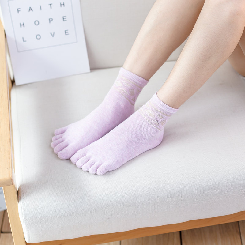 Toe Socks Spring Autumn Fashion Ladies Socks Trend Glass Wire Short Mid-tube Socks